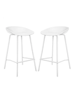 Alfordson 2x Kitchen Bar Stools Bar Stool Counter Chairs Metal White Finn