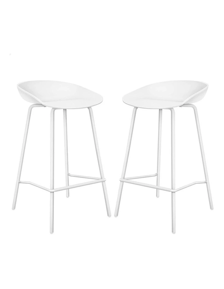 Alfordson 2x Kitchen Bar Stools Bar Stool Counter Chairs Metal White Finn image 1