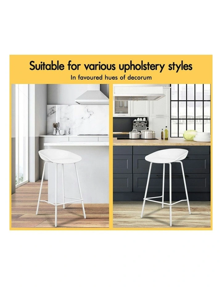 Alfordson 2x Kitchen Bar Stools Bar Stool Counter Chairs Metal White Finn image 2