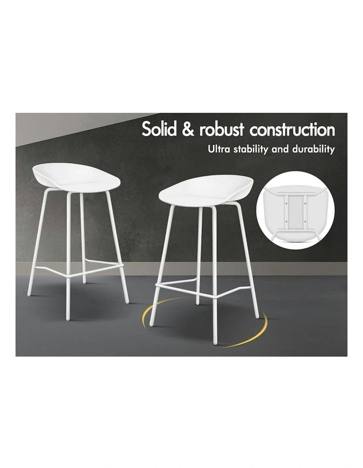 Alfordson 2x Kitchen Bar Stools Bar Stool Counter Chairs Metal White Finn image 3