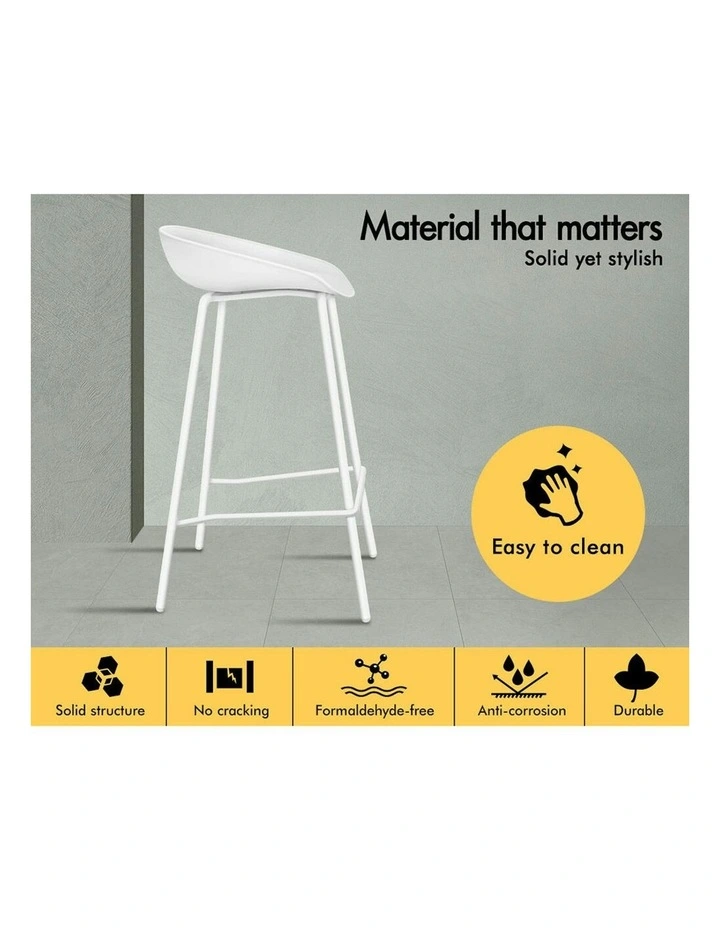 Alfordson 2x Kitchen Bar Stools Bar Stool Counter Chairs Metal White Finn image 5
