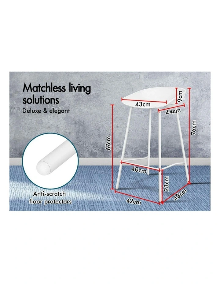 Alfordson 2x Kitchen Bar Stools Bar Stool Counter Chairs Metal White Finn image 7
