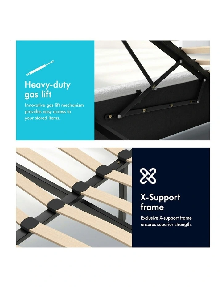 ALFORDSON Bed Frame Double Size Platform RGB LED Gas Lift Base Storage Boucle image 4