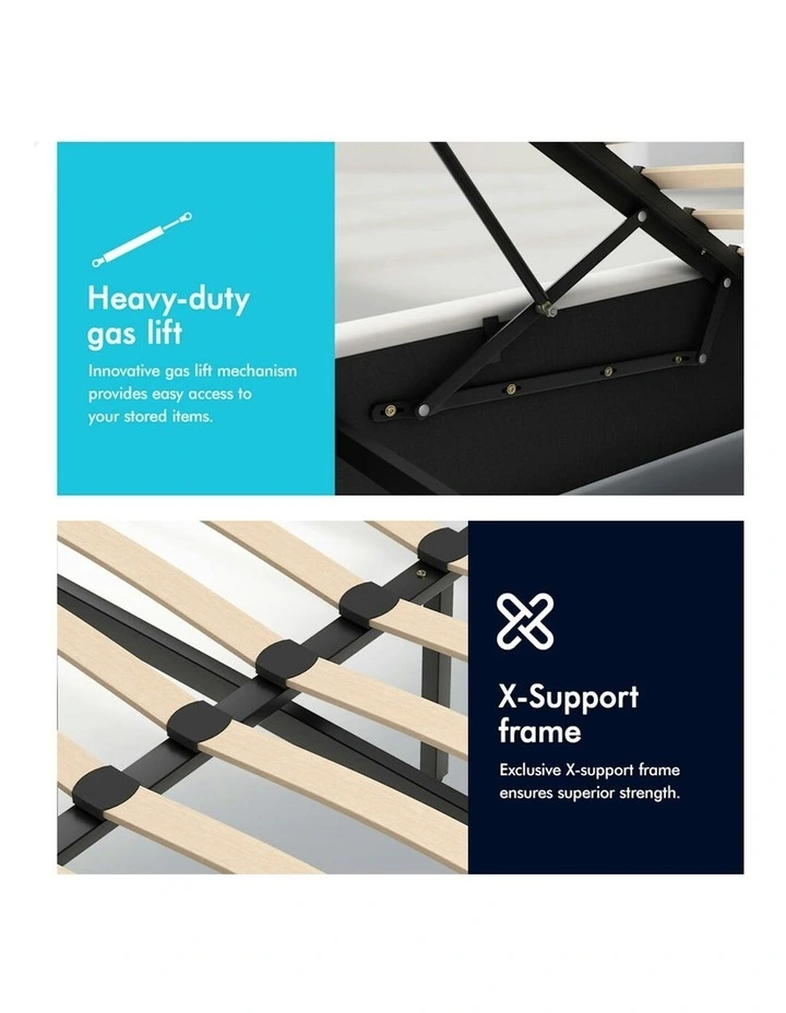 ALFORDSON Bed Frame Double Size Platform RGB LED Gas Lift Base Storage White image 6