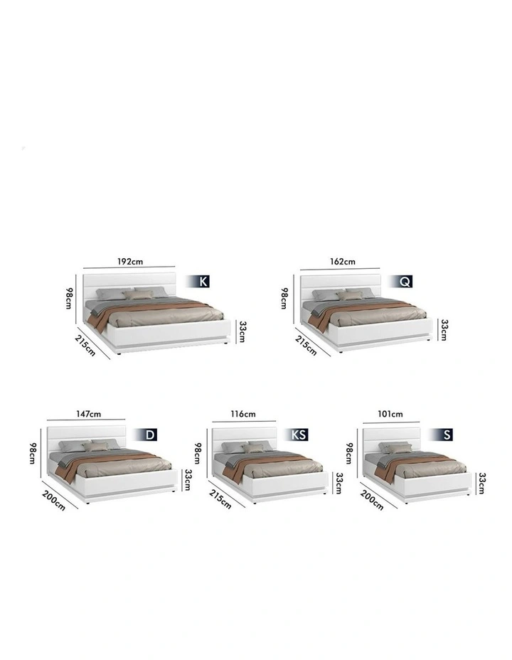 ALFORDSON Bed Frame Double Size Platform RGB LED Gas Lift Base Storage White image 7