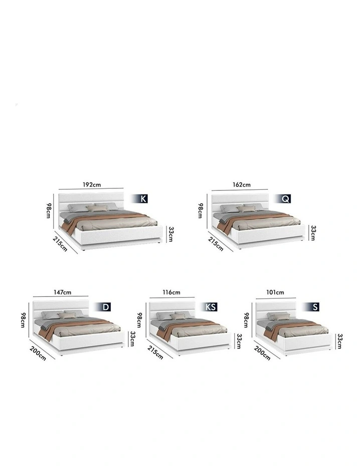 ALFORDSON Bed Frame King Size Platform RGB LED Gas Lift Base Storage Boucle image 7