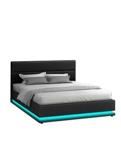 ALFORDSON Bed Frame King Size Platform RGB LED Gas Lift Base Storage Charcoal
