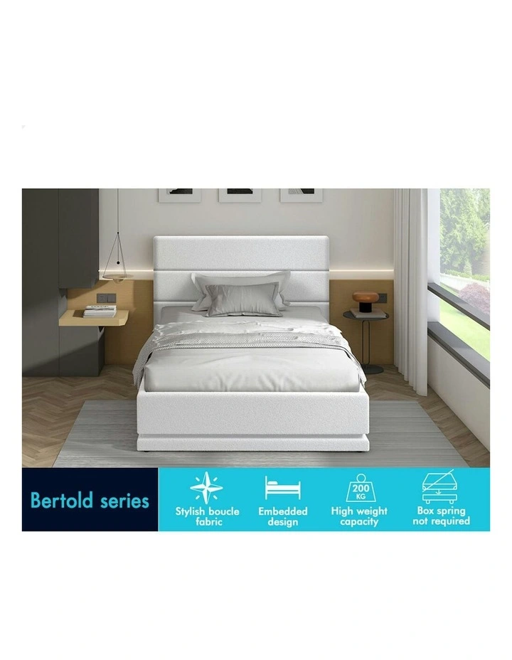 ALFORDSON Bed Frame King Single Platform RGB LED Gas Lift Base Storage Boucle image 2