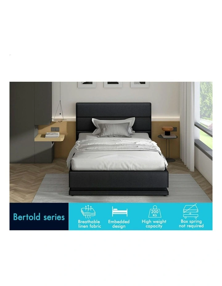 ALFORDSON Bed Frame King Single Platform RGB LED Gas Lift Base Storage Charcoal image 2