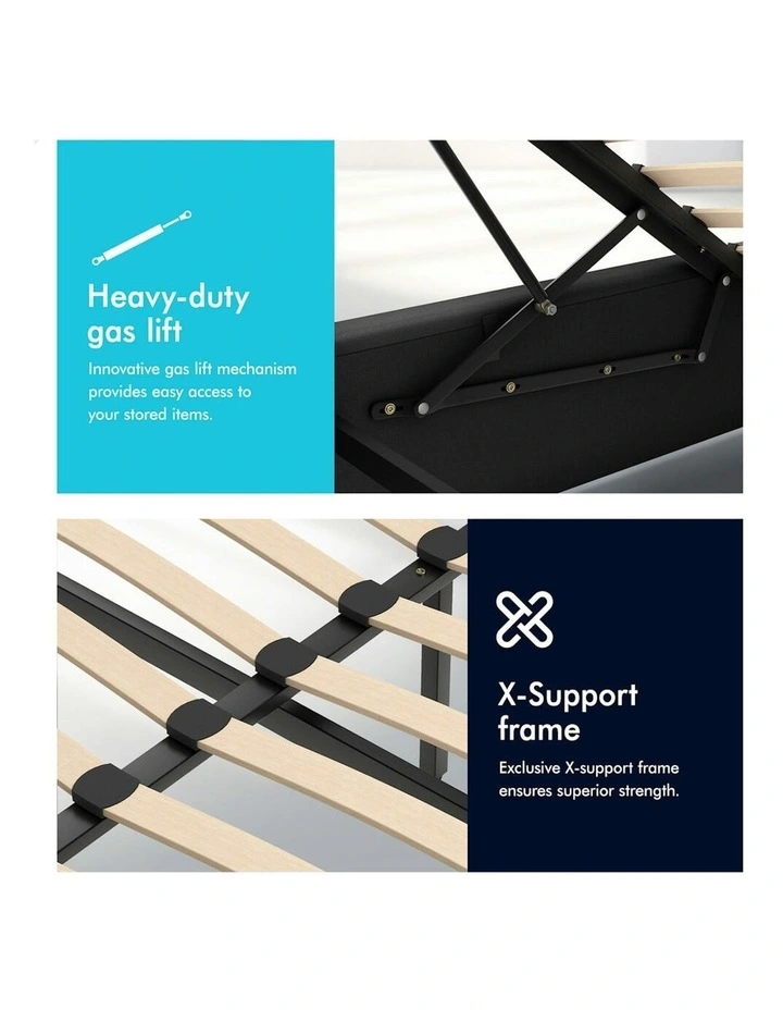 ALFORDSON Bed Frame King Single Platform RGB LED Gas Lift Base Storage Charcoal image 6