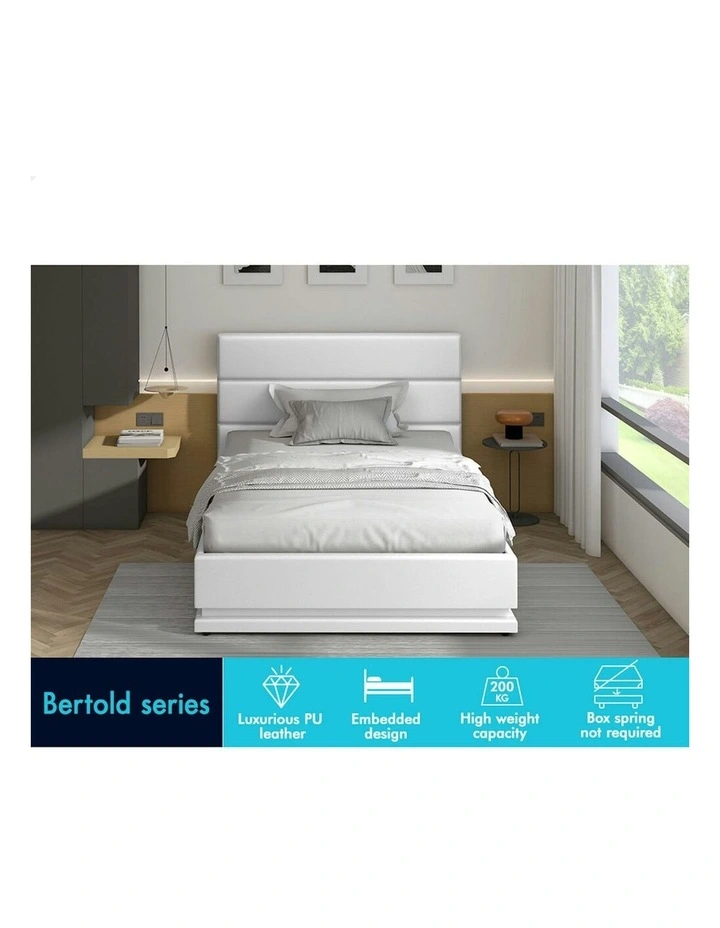 ALFORDSON Bed Frame King Single Size Platform RGB LED Gas Lift Base Storage White image 2