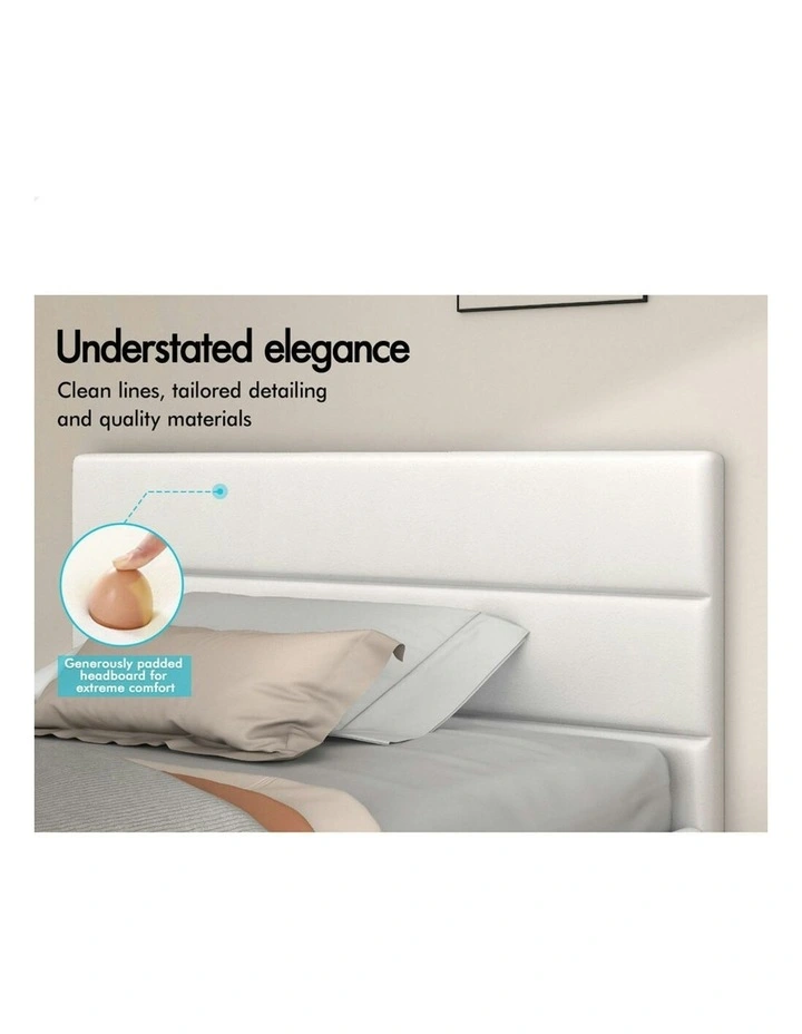 ALFORDSON Bed Frame King Single Size Platform RGB LED Gas Lift Base Storage White image 5