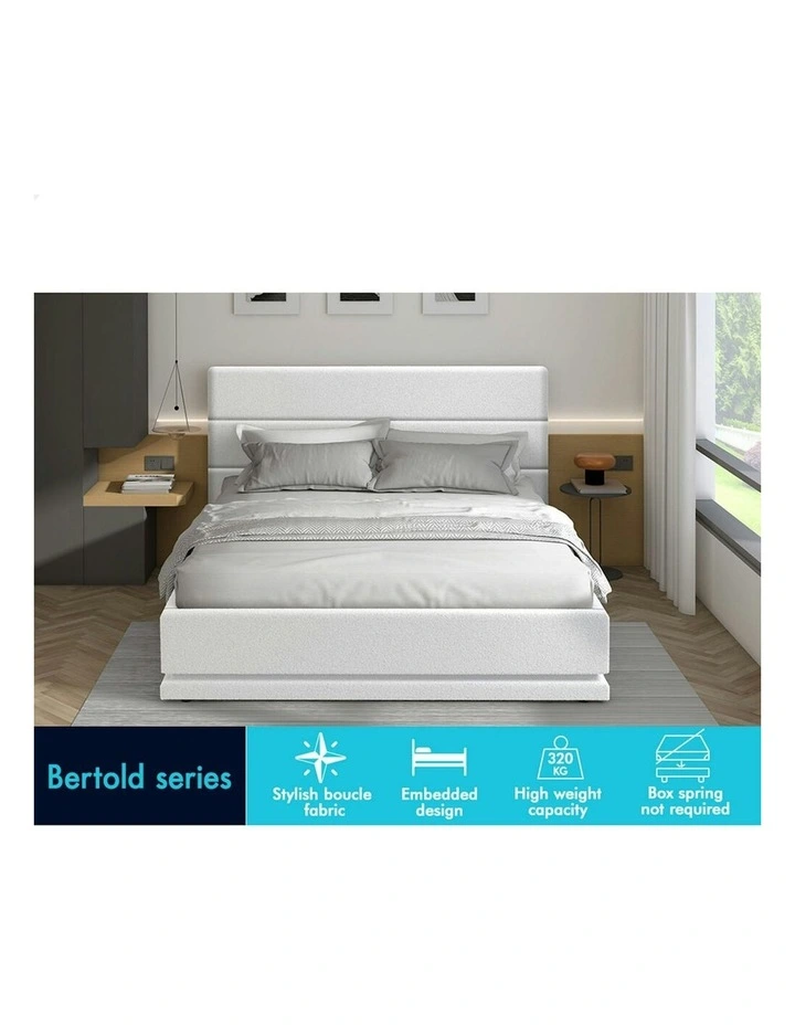 ALFORDSON Bed Frame Queen Size Platform RGB LED Gas Lift Base Storage Boucle image 2