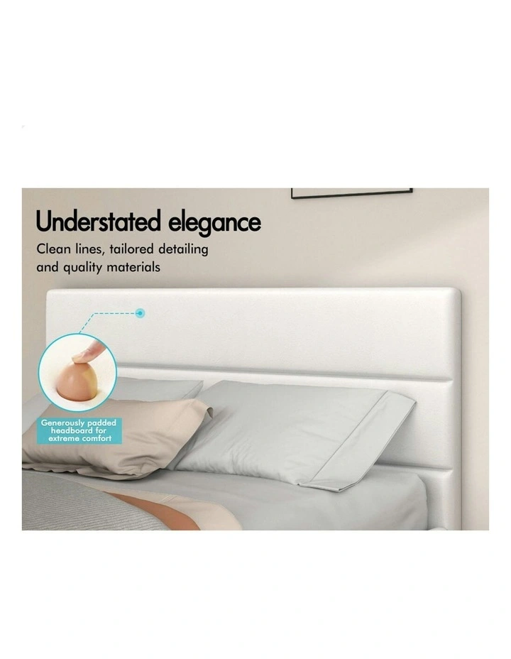 ALFORDSON Bed Frame Queen Size Platform RGB LED Gas Lift Base Storage White image 5