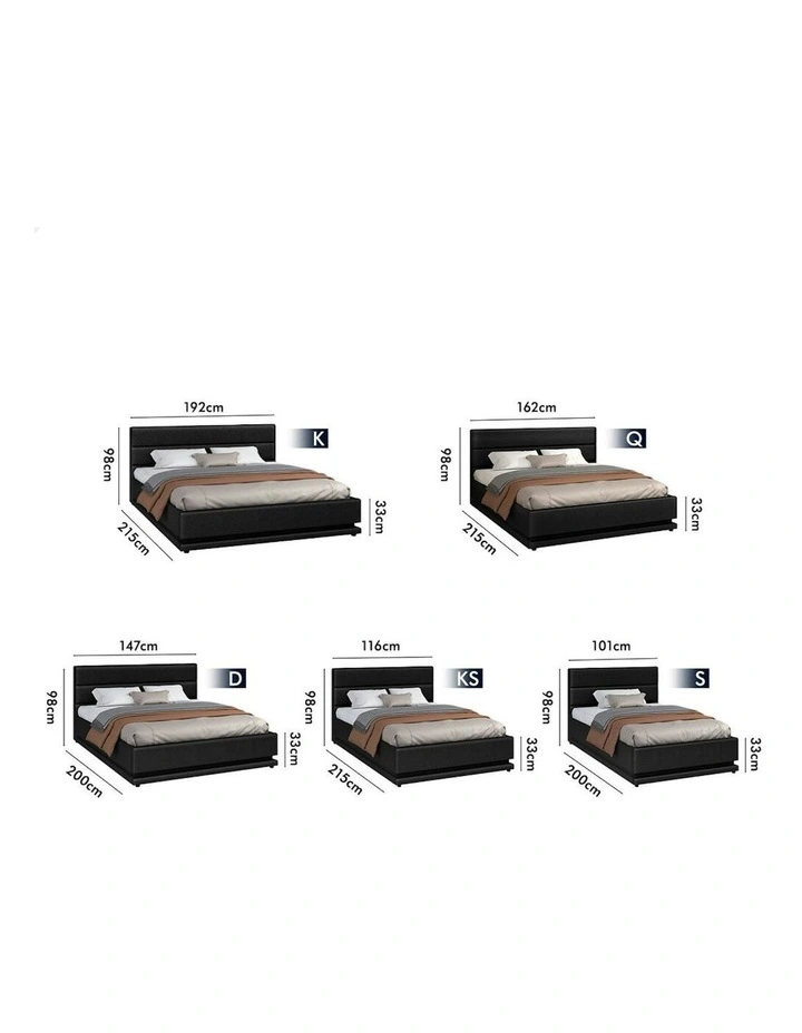 ALFORDSON Bed Frame Single Size Platform RGB LED Gas Lift Base Storage Charcoal image 7