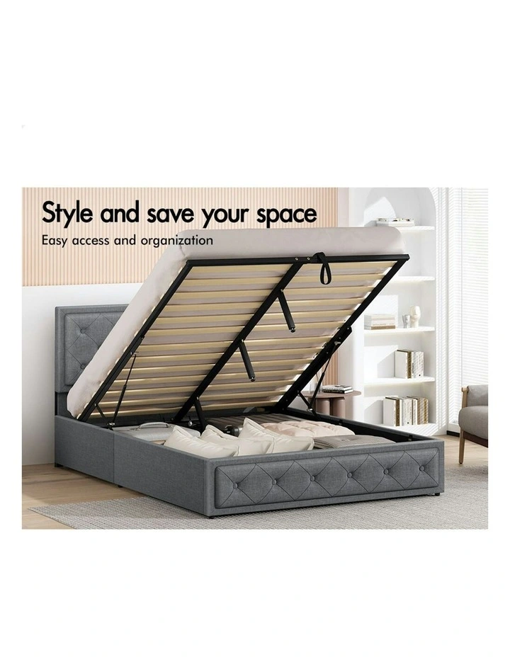Gas Lift Double Size Bed Frame in Grey image 3