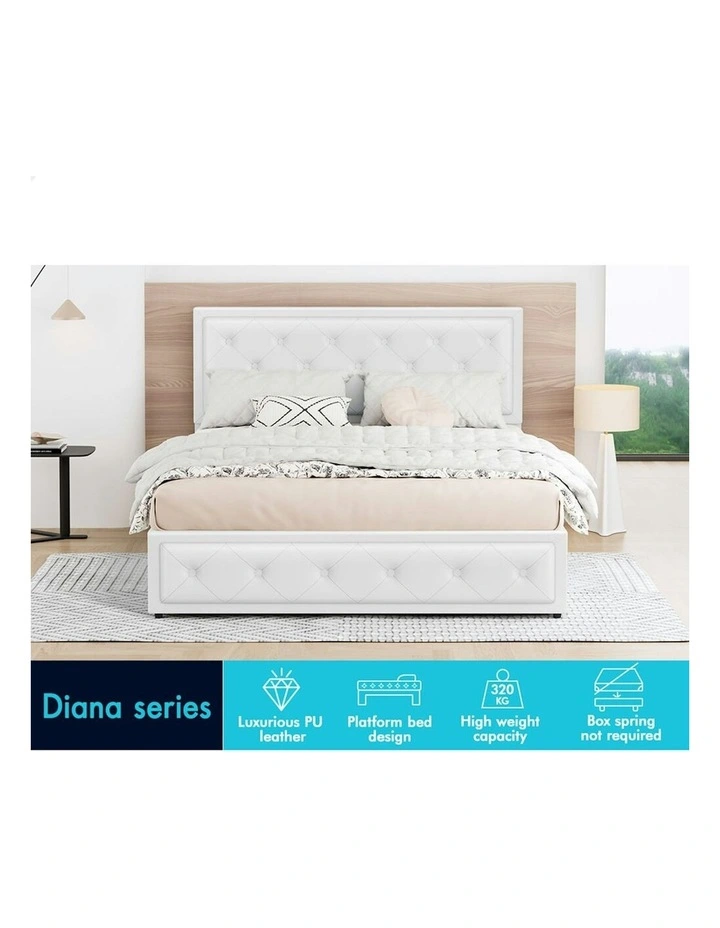 Double Size Gas Lift Bed Frame in White image 2