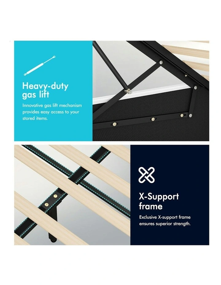 Double Size Gas Lift Bed Frame in White image 5