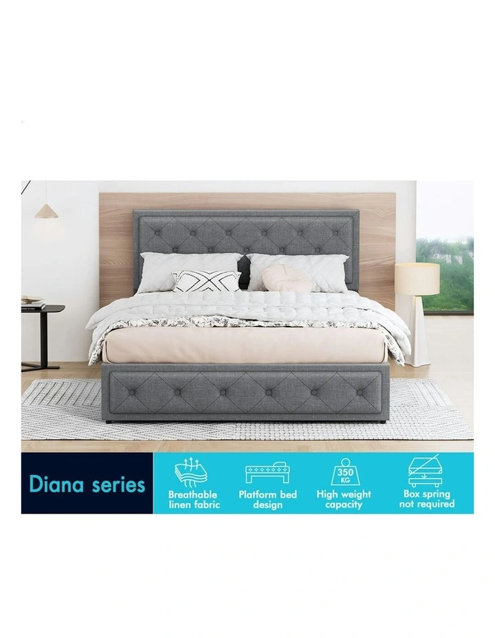 ALFORDSON Bed Frame King Size Gas Lift Storage Mattress Base Fabric Grey DIANA image 2
