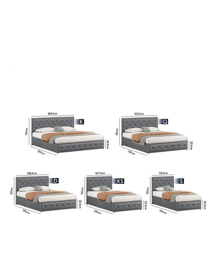 ALFORDSON Bed Frame King Size Gas Lift Storage Mattress Base Fabric Grey DIANA image 7