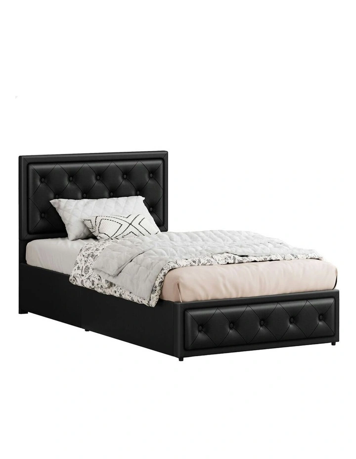 ALFORDSON Bed Frame King Single Gas Lift Storage Mattress Base Leather DIANA Black image 1