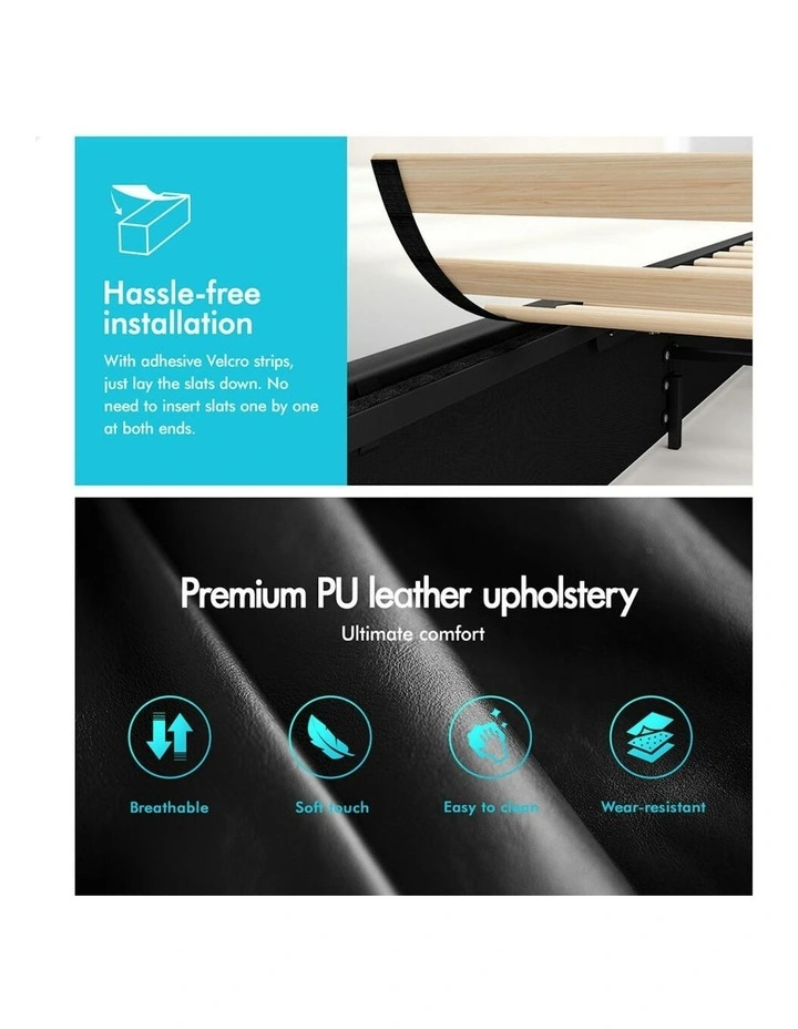 ALFORDSON Bed Frame King Single Gas Lift Storage Mattress Base Leather DIANA Black image 6