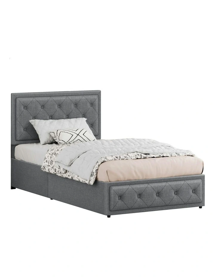 ALFORDSON Bed Frame King Single Gas Lift Storage Mattress Base Fabric Grey DIANA image 1