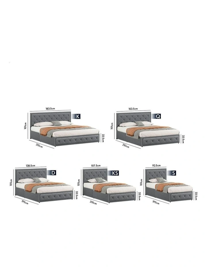 ALFORDSON Bed Frame King Single Gas Lift Storage Mattress Base Fabric Grey DIANA image 7