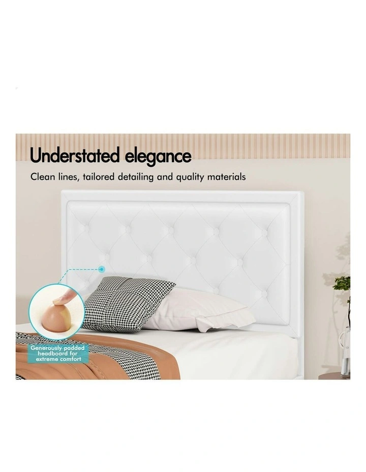 King Single Size Gas Lift Bed Frame in White image 4