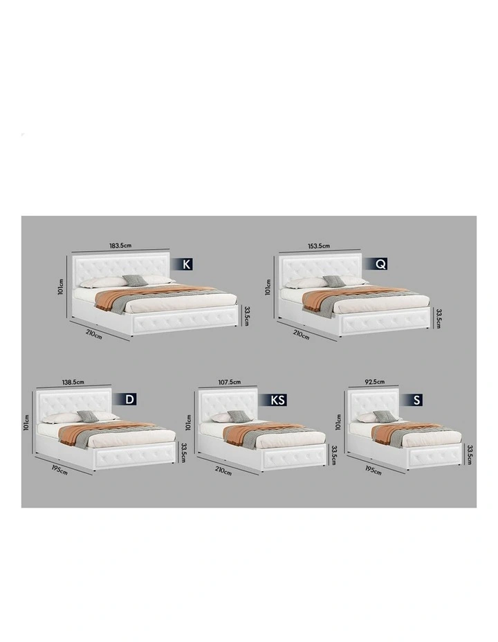 ALFORDSON Bed Frame King Size Gas Lift Storage Mattress Base Leather White DIANA image 7