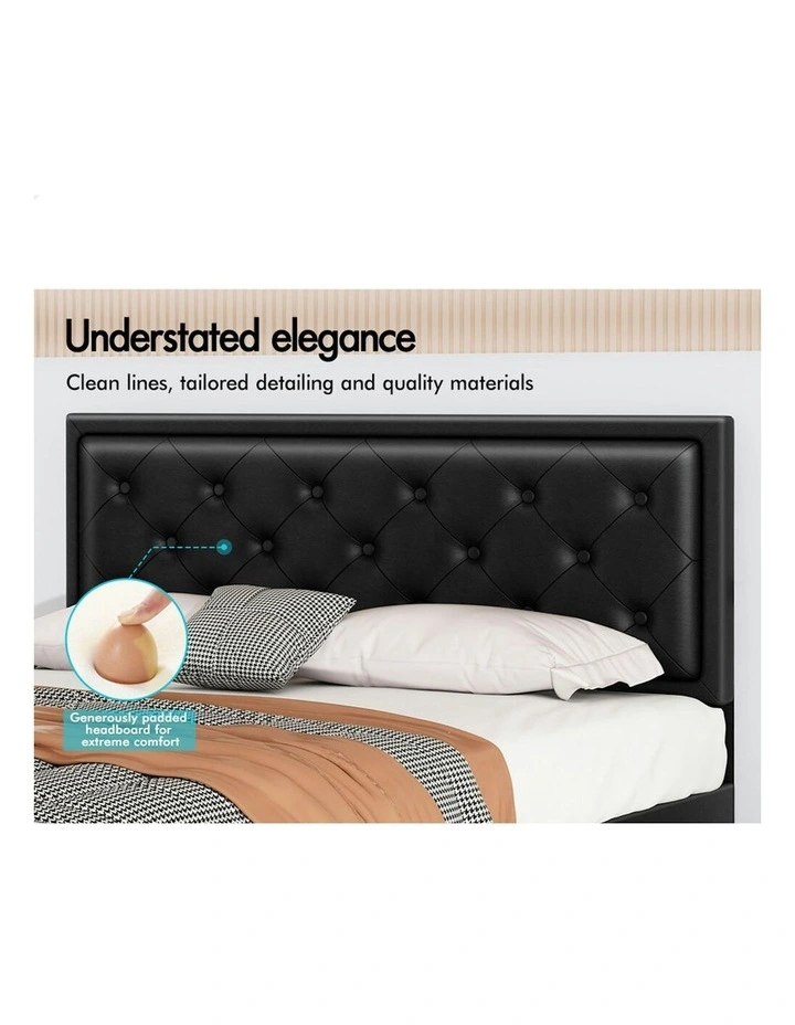 ALFORDSON Bed Frame Queen Size Gas Lift Storage Mattress Base Leather DIANA Black image 4