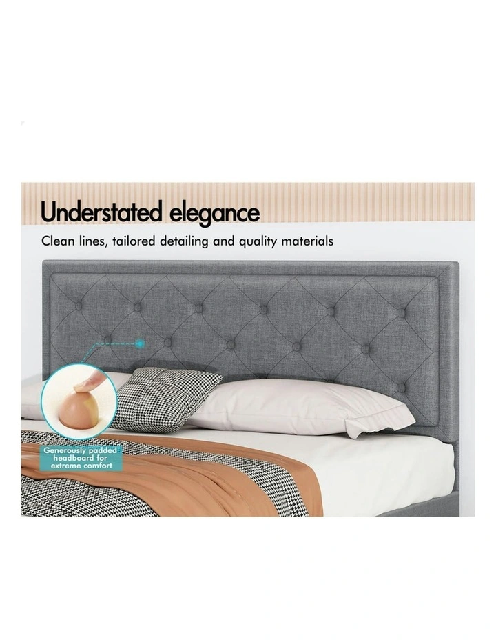 ALFORDSON Bed Frame Queen Size Gas Lift Storage Mattress Base Fabric Grey DIANA image 4