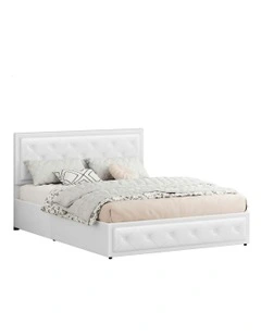 Queen Size Gas Lift Bed Frame in White