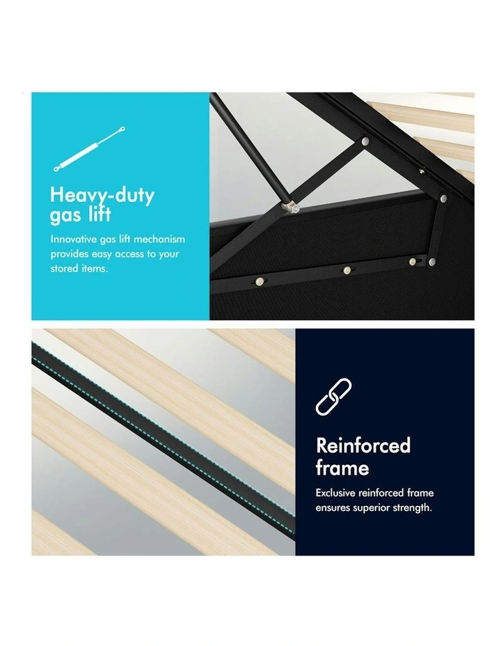 ALFORDSON Bed Frame Single Size Gas Lift Storage Mattress Base Leather DIANA Black image 5