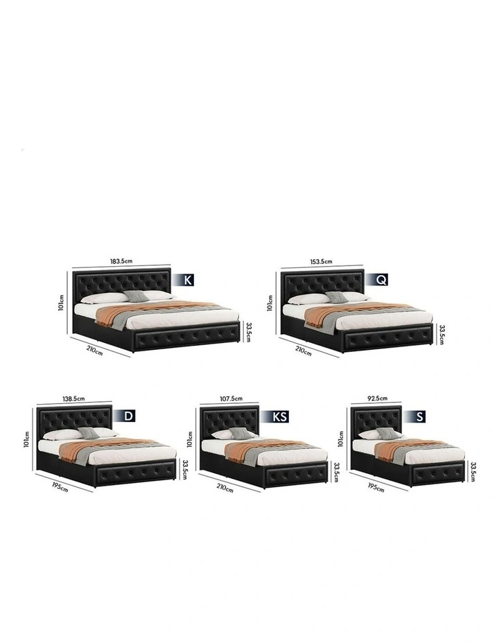 ALFORDSON Bed Frame Single Size Gas Lift Storage Mattress Base Leather DIANA Black image 7