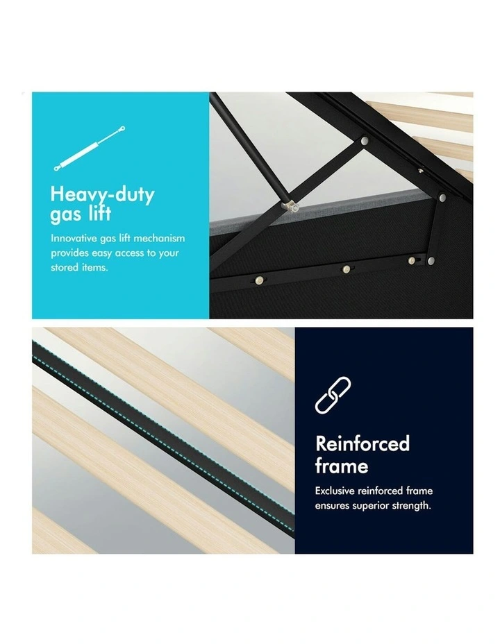 ALFORDSON Bed Frame Single Size Gas Lift Storage Mattress Base Fabric Grey DIANA image 5