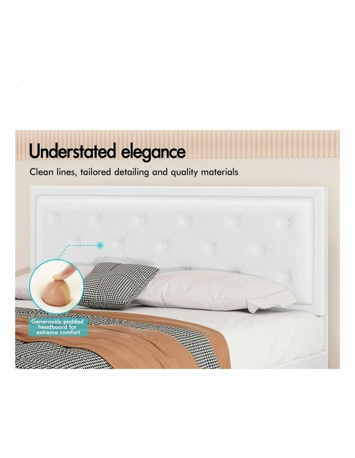 ALFORDSON Bed Frame Single Size Gas Lift Storage Mattress Base Leather DIANA White image 4