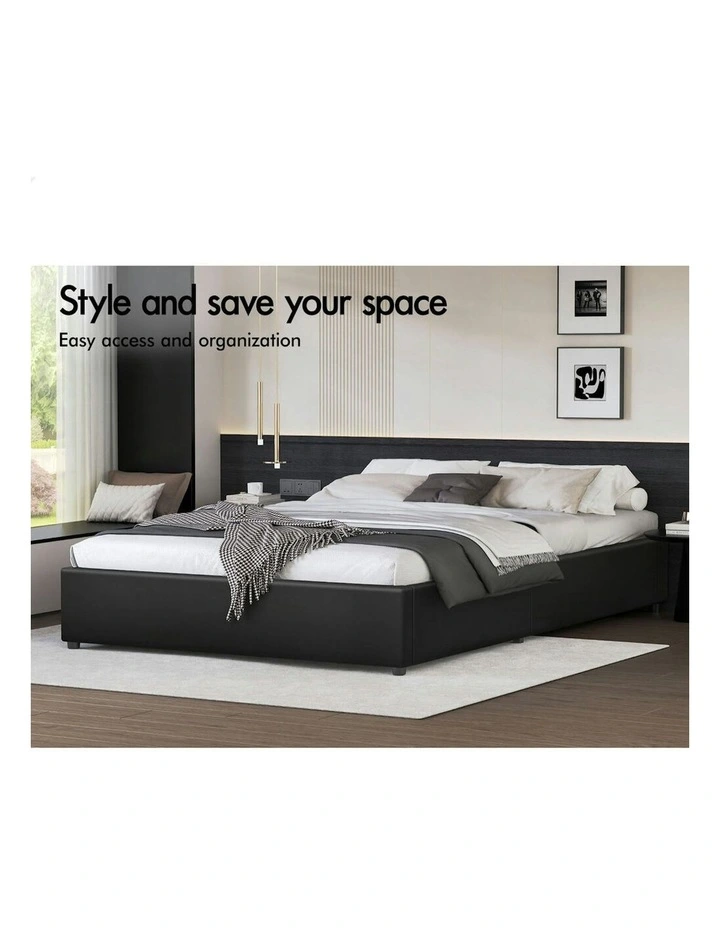 King Size Gas Lift Bed Frame in Black image 2