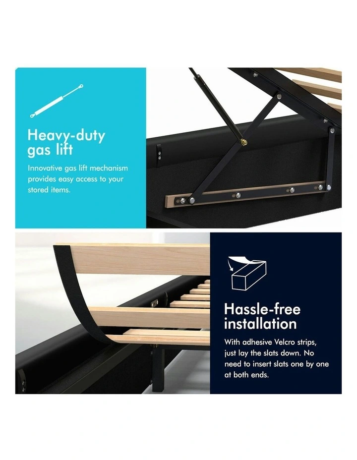 King Size Gas Lift Bed Frame in Black image 4