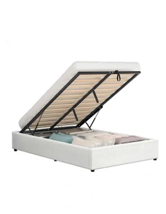 King Single Size Gas Lift Bed Frame in White