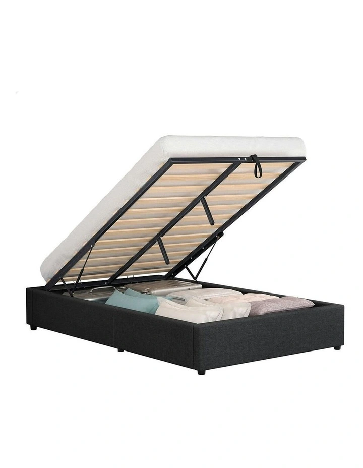 King Single Size Gas Lift Bed Frame in Charcoal image 1