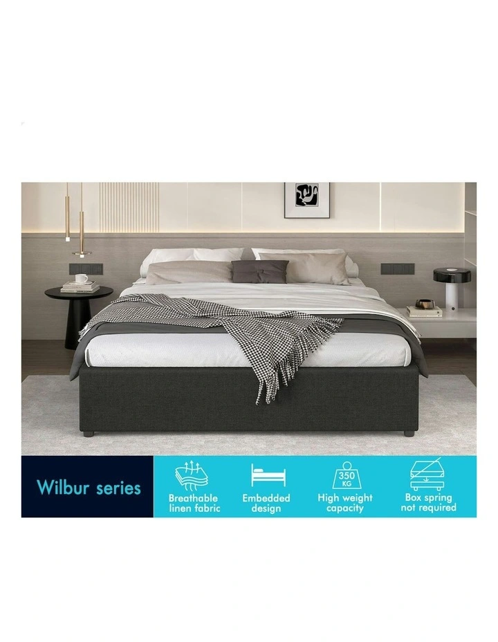 King Single Size Gas Lift Bed Frame in Charcoal image 2
