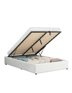 Queen Size Gas Lift Bed Frame in White