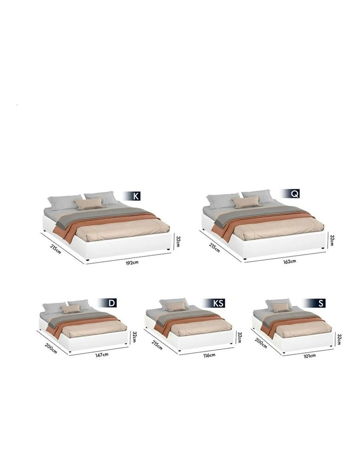 Queen Size Gas Lift Bed Frame in White image 7