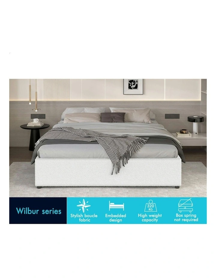 ALFORDSON Bed Frame Single Size Gas Lift Storage Mattress Base Boucle WILBUR image 2