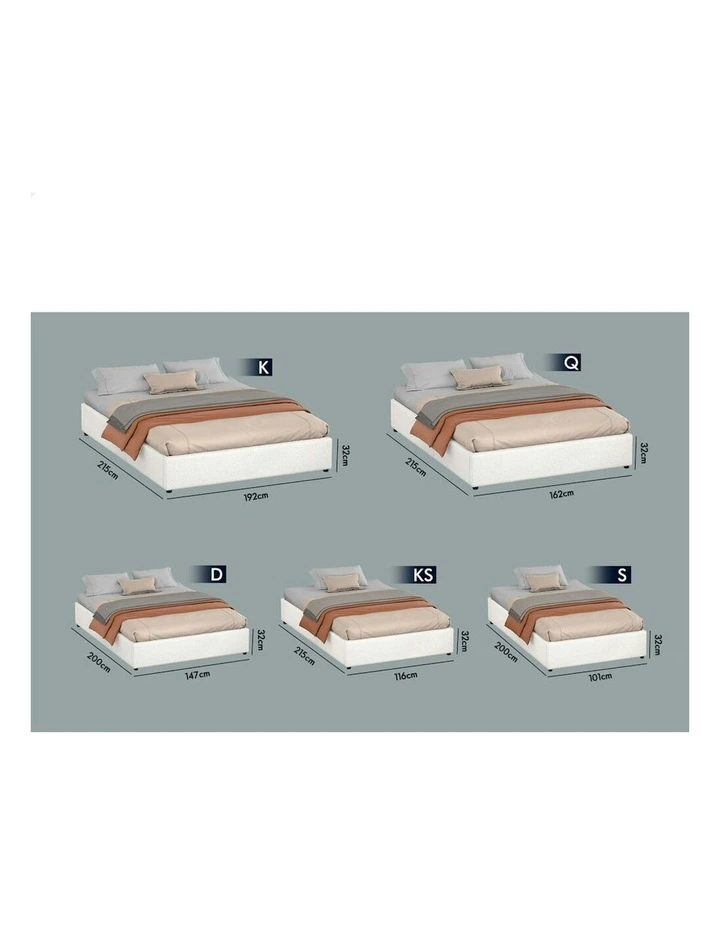 ALFORDSON Bed Frame Single Size Gas Lift Storage Mattress Base Boucle WILBUR image 7