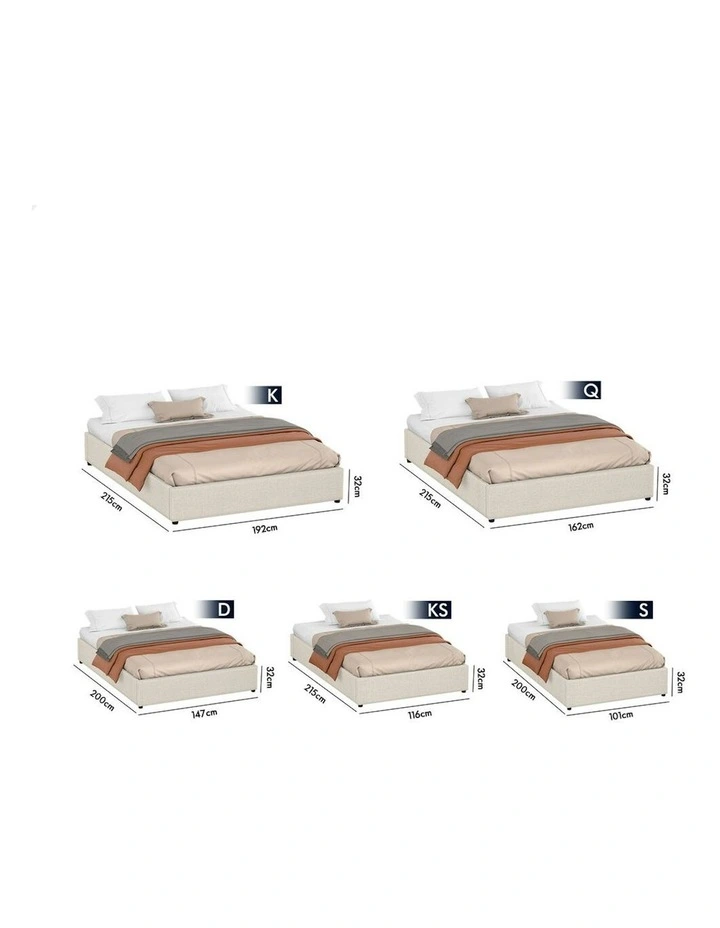 ALFORDSON Bed Frame Single Size Gas Lift Storage Mattress Base Beige WILBUR image 7