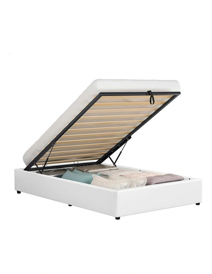 ALFORDSON Bed Frame Single Size Gas Lift Storage Mattress Base White WILBUR image 1