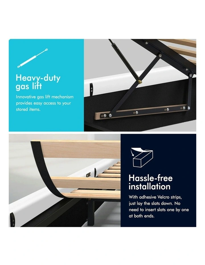 ALFORDSON Bed Frame Single Size Gas Lift Storage Mattress Base White WILBUR image 4