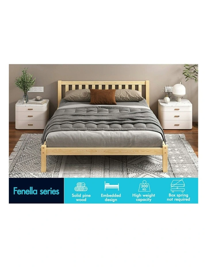 Alfordson Wooden Bed Frame Double Mattress Base Natural image 2